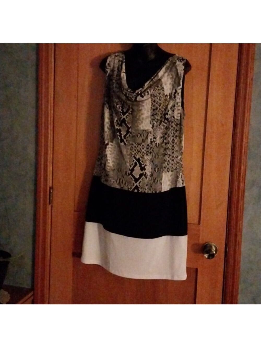 Michael Kors  Women's Jersey Snakeskin Draped Neck Dress Size L